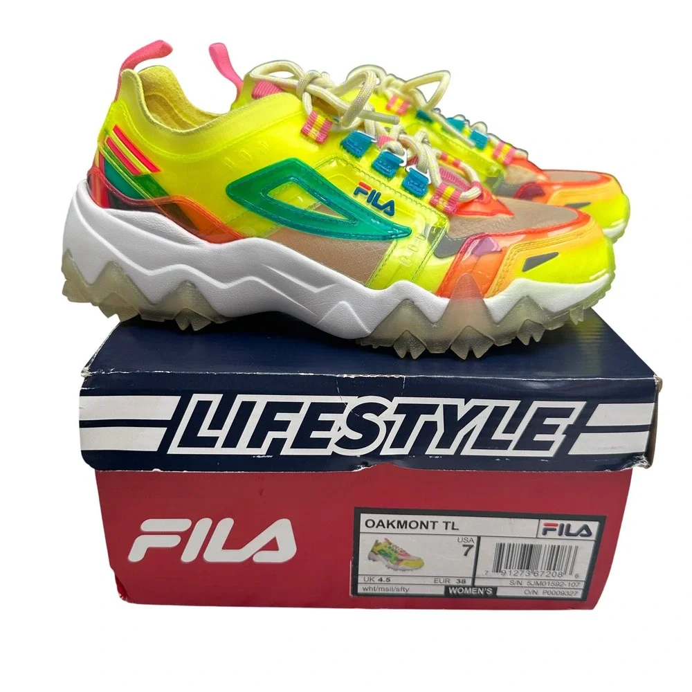 Fila Oakmont TL Womens 7 Neon Sneakers Colorful Retro Streetwear